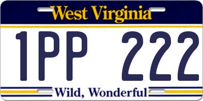 WV license plate 1PP222