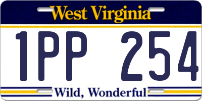 WV license plate 1PP254