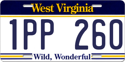 WV license plate 1PP260