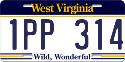 WV license plate 1PP314