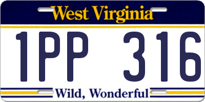 WV license plate 1PP316