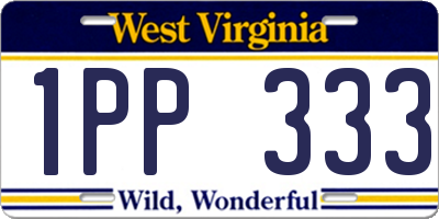 WV license plate 1PP333
