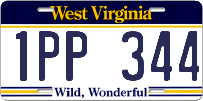 WV license plate 1PP344