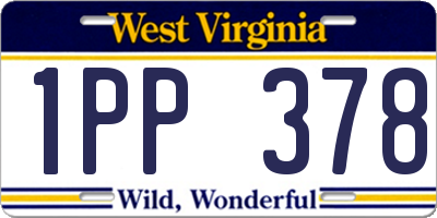 WV license plate 1PP378