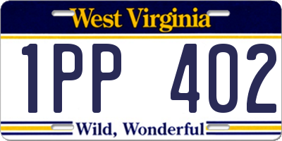 WV license plate 1PP402