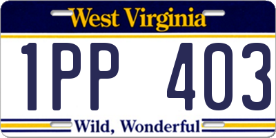 WV license plate 1PP403