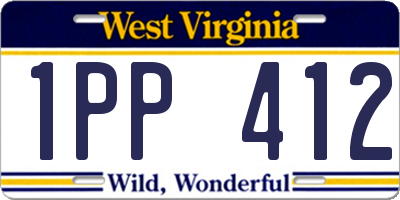 WV license plate 1PP412