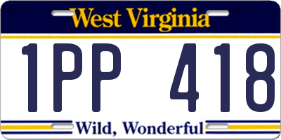 WV license plate 1PP418
