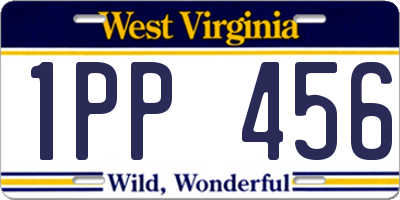 WV license plate 1PP456