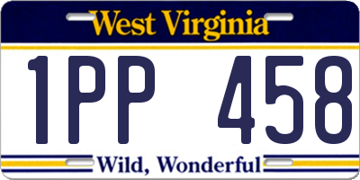 WV license plate 1PP458