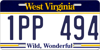 WV license plate 1PP494