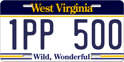 WV license plate 1PP500