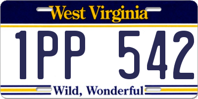 WV license plate 1PP542