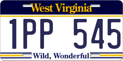 WV license plate 1PP545