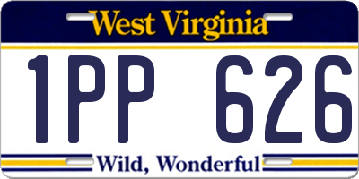 WV license plate 1PP626