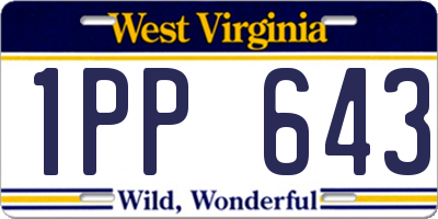 WV license plate 1PP643