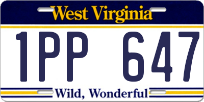 WV license plate 1PP647