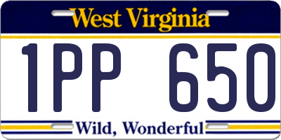WV license plate 1PP650