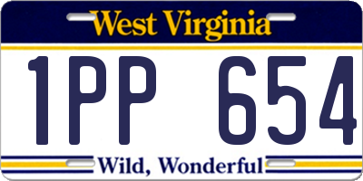 WV license plate 1PP654