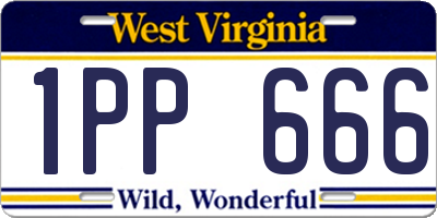WV license plate 1PP666