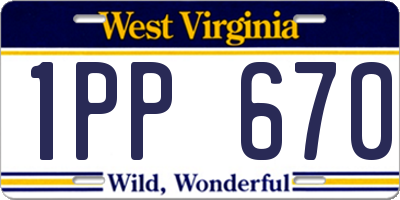 WV license plate 1PP670