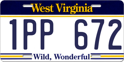WV license plate 1PP672
