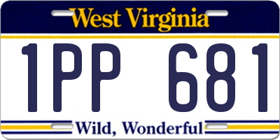 WV license plate 1PP681