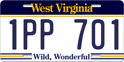 WV license plate 1PP701