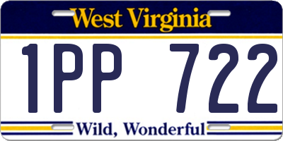 WV license plate 1PP722
