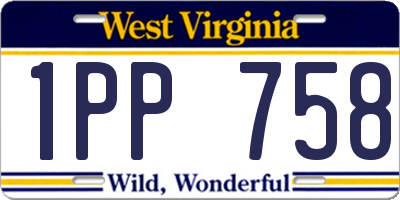 WV license plate 1PP758