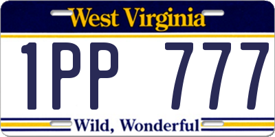 WV license plate 1PP777