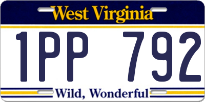 WV license plate 1PP792