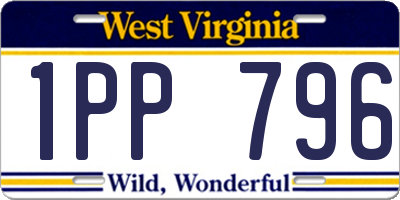 WV license plate 1PP796