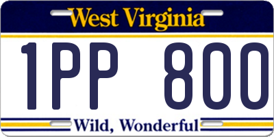 WV license plate 1PP800