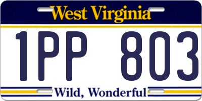 WV license plate 1PP803