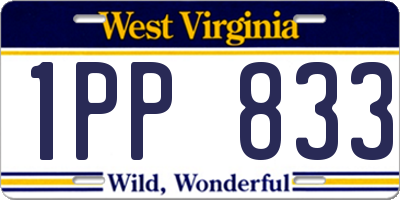 WV license plate 1PP833