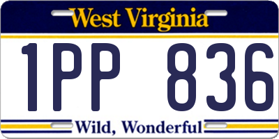 WV license plate 1PP836