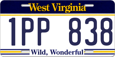 WV license plate 1PP838