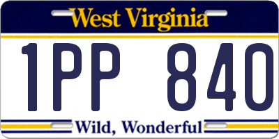 WV license plate 1PP840
