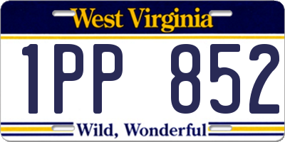 WV license plate 1PP852