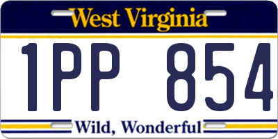 WV license plate 1PP854