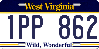 WV license plate 1PP862