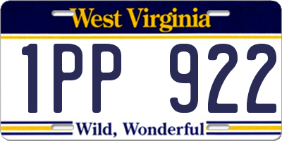 WV license plate 1PP922