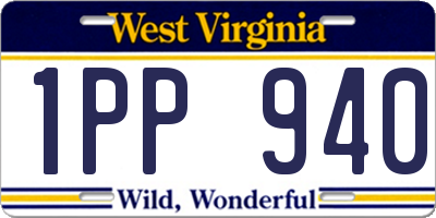 WV license plate 1PP940