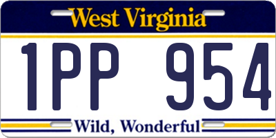 WV license plate 1PP954