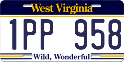 WV license plate 1PP958