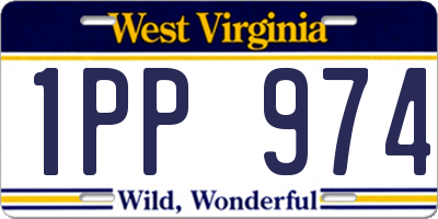 WV license plate 1PP974