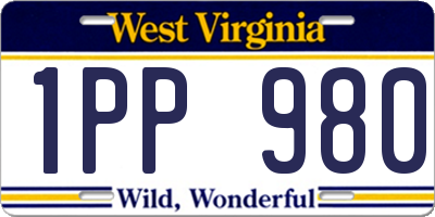 WV license plate 1PP980