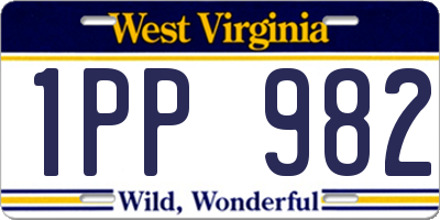 WV license plate 1PP982