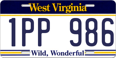 WV license plate 1PP986